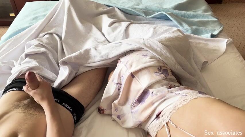 Caught with a hard one: Stepmom can't resist jerking off to stepson's hard dick