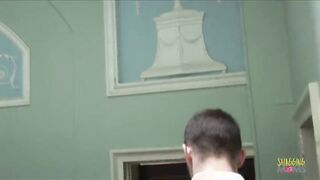 Watch this busty babe get her trimmed pussy stuffed with a hard cock in public