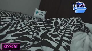 Stepmom Kisscat shares bed with stepson and fills up stepdaughter's pussy with cum