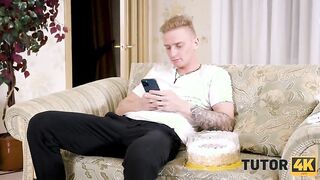 Martin Spell bangs his married teacher's juicy ass at home with a cake and glasses on!