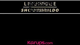 Kinky Linda Lee gets off with a dildo in the shower - solo play time!