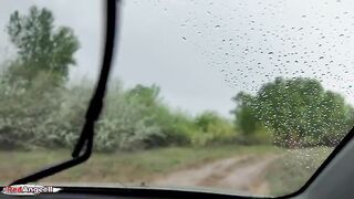 Red Angeell trains her throat to the max with deep throat training in the rain