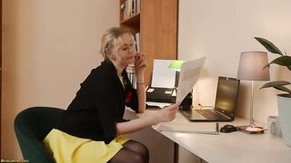 Curvy secretary gets her ass drilled hard by big cocks in office fantasy