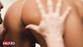 Mona Azar seduces her personal trainer with her big tits & takes a hard pounding on his cock