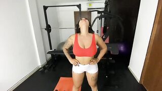 Hot gym girl with big ass gets her mouth and pussy stuffed with Dante Rocco's big cock
