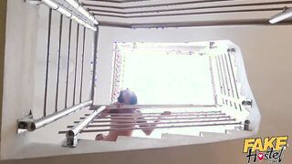 Vicky Love takes a wild ride after giving a sloppy car blowjob in fake hostel