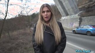 Naughty hitchhiking MILF Zlata Shine gets a surprise from Martin Gun in public