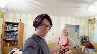 Danni, the shy newbie, fingers her shaved pussy to orgasmic bliss