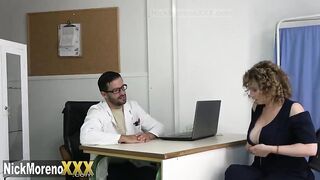 Watch Nick Moreno pound a busty MILF in the doctor's office and get a mouthful of jizz