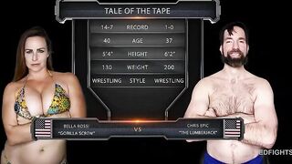 Bella Rossi dominates Chris Epic in a mixed wrestling match with curvy pawg action