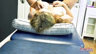 Curvy Blonde Gwen's Sensual Audition: A Busty Tease with Toys and Tattoos