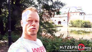Mia Bitch, the chubby German blonde, enjoys a steamy outdoor public sex session