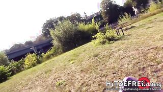 Mia Bitch, the chubby German blonde, enjoys a steamy outdoor public sex session