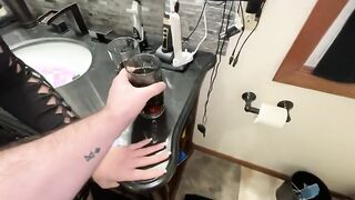 Hot Asian chick gets naughty in risky public bathroom sex party with big ass & blowjob action