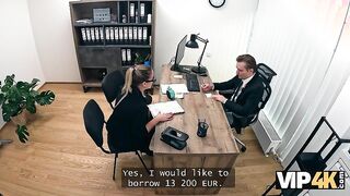 Jennifer Mendez gets her tight pussy pounded by Stanley Johnson & cums like a pro in VIP4K interview