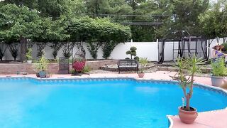 Watch TrophyWifeNat get wild at pool party with her hot neighbor