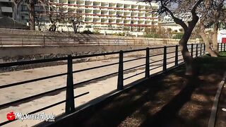 Adventurous Holiday Fun: MySweetApple's Public Stroll and Balcony Surprise
