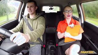 Georgie Lyall roleplay as a BUSTY driving test examiner who likes to fuck - Fake Driving School