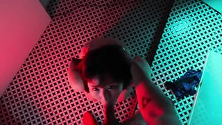Horny Japanese girl gives you blowjob and swallows his cum in the bathroom of night club