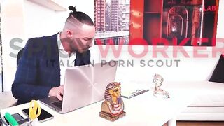 Steamy Office Encounter: Italian Businessman Meets Alluring Julia North