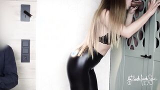 Amateur glory hole! 2 oral creampie! Wife sucks stranger cock in hotel room. Cuckold video fantasy