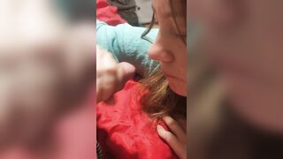 I'm fucking my wife's mouth with cum in my hand