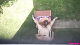 Backyard Blowjob's - A View From Above As Missy Sucks George's Cock