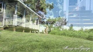 Missy and George Exposed! Naked Front Yard Blowjob and Facial in Daylight!!