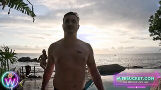 Romantic Sunset Adventure: Brunette MILF's Passionate Poolside Encounter
