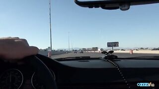 Bella Reese plays with her pussy in the car to get her husbands cock hard