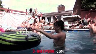 3-Way Porn - HUGE Amateur Poolside Orgy