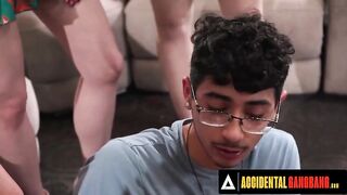 Unexpected Encounter: Five MILF Neighbors Surprise a Panties Thief with a Reverse Gangbang Featuring Katy Jayne