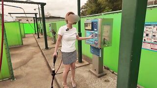 Unexpected Car Wash Adventure: Rika's Wet and Wild Experience in Japan