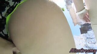 Curious Student's Bold Move at the Public Pool - A Risky Encounter with Miss Creamy!
