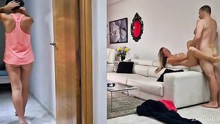 Curious Girlfriend Catches Friends in the Act Next Door - A Sneaky Encounter!