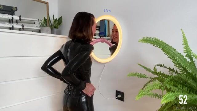 AnaKatana's Intense Deepthroat Training in a Stunning Latex Catsuit!