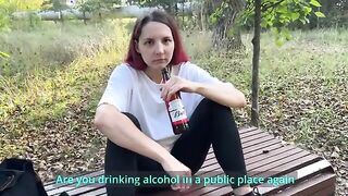 Caught in the Act: Young Beauty Enjoys a Drink Before the Unexpected Twist!