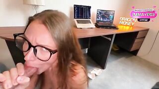 First Day at Work: My New Seductive Secretary in High Heels and Glasses