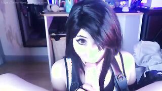 Tifa Lockhart gives deepthroat, huge tits titjob and makes cloud cum with oiled thighjob