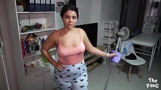 Neighbor Drops By to Help Clean and Ends Up Asking for a Relaxing Massage!