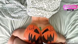 The Neighborhood Temptress Gets Spooked by the Whole Town on Halloween Night!