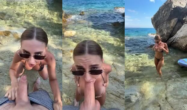 Incredible Beach Encounter: Stunning Blonde Delivers Unforgettable Experience!