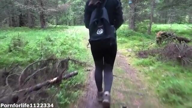 Outdoor Hiking Adventure with a Stunning Hiker and a Playful Twist
