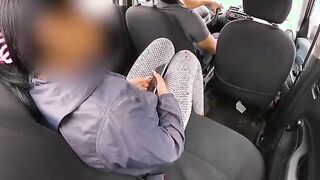 Steamy Car Encounter: Driver's Touch Sparks Passionate Moans!
