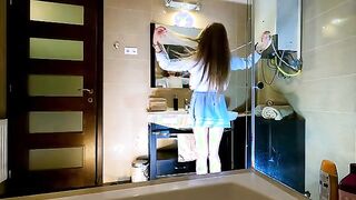 Stunning Blonde in a Flirty Blue Miniskirt: A Real Voyeur Experience!