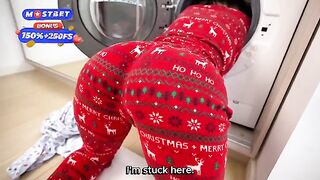 Unexpected Holiday Surprise: Stepsister in a Washing Machine Adventure!