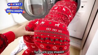 Unexpected Holiday Surprise: Stepsister in a Washing Machine Adventure!