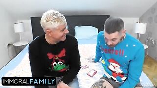 Unexpected Card Game Leads to a Wild Threesome with Maddy Black on Christmas Eve - Immoral Family 4K
