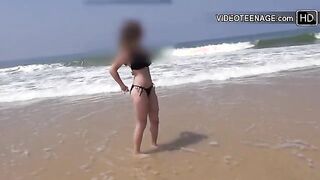 Charming Young Beauty's First Casting Adventure at the Beach