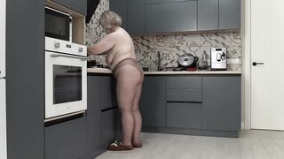 Housewife bbw milf with big saggy tits and nylon pantyhose.